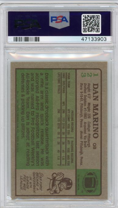 1984 Topps Dan Marino Rookie #123 PSA 5