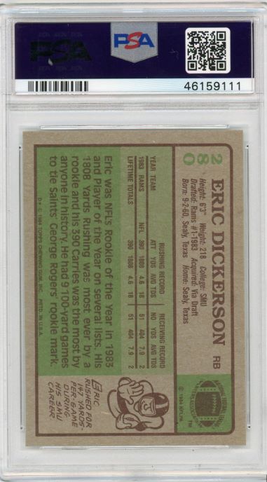 1984 Topps Eric Dickerson Rookie #280 PSA 8