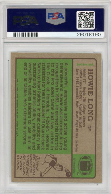 1984 Topps Howie Long Rookie #111 PSA 8