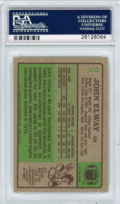 1984 Topps John Elway Rookie #63 PSA 7