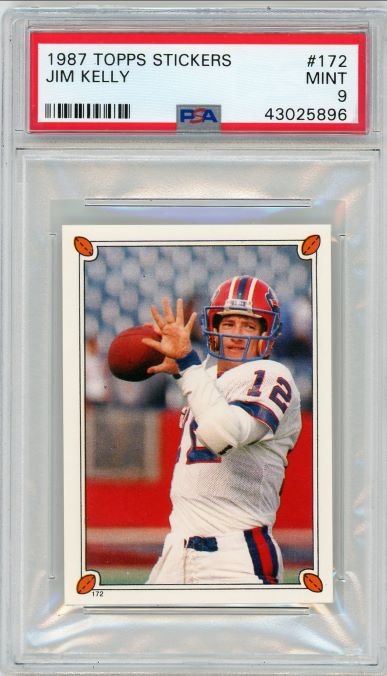 1987 Topps Stickers Jim Kelly Rookie #172 PSA 9