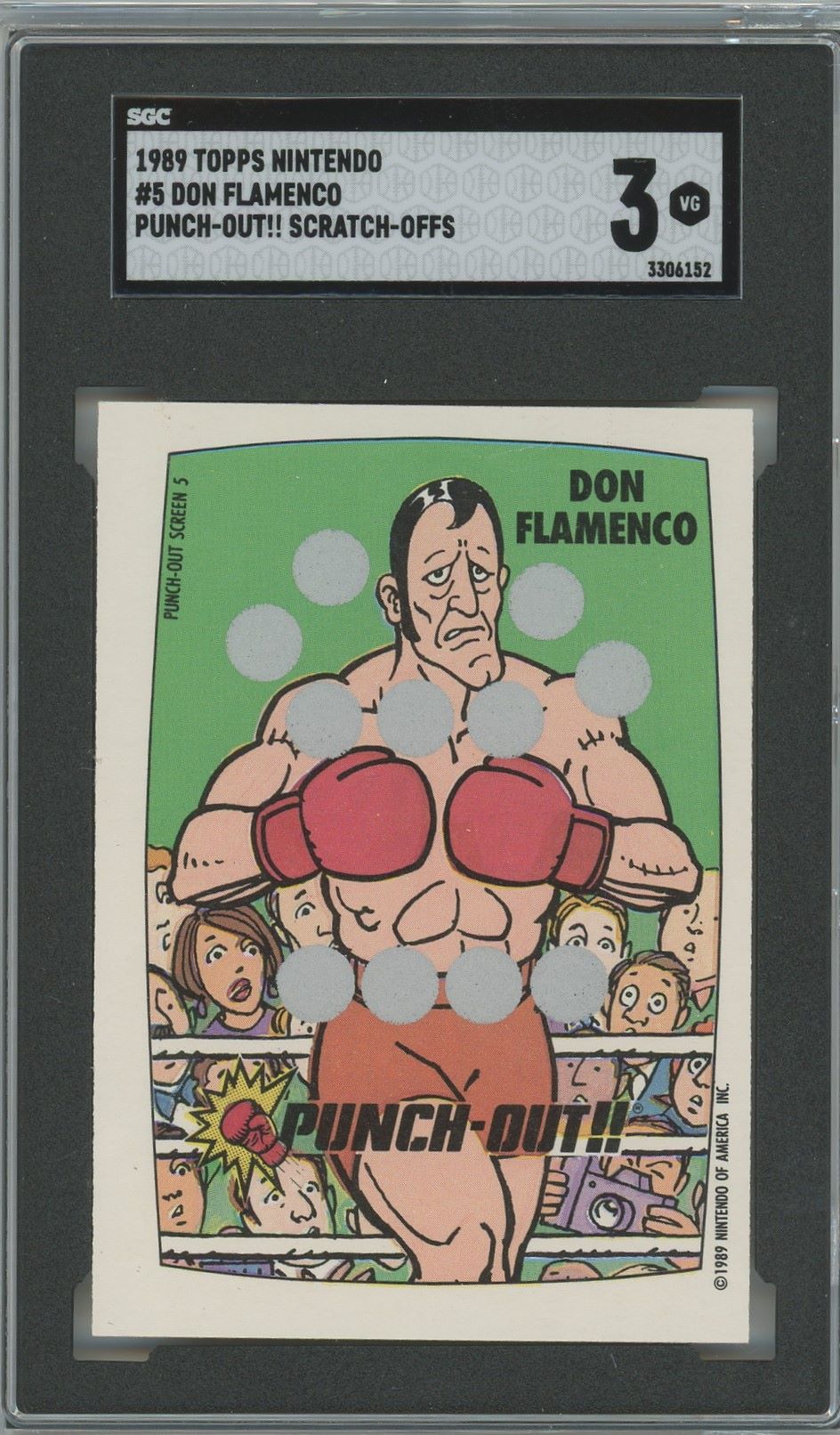 1989 Topps Nintendo Don Flamenco Punch-Out Scratch-Off #5 SGC 3