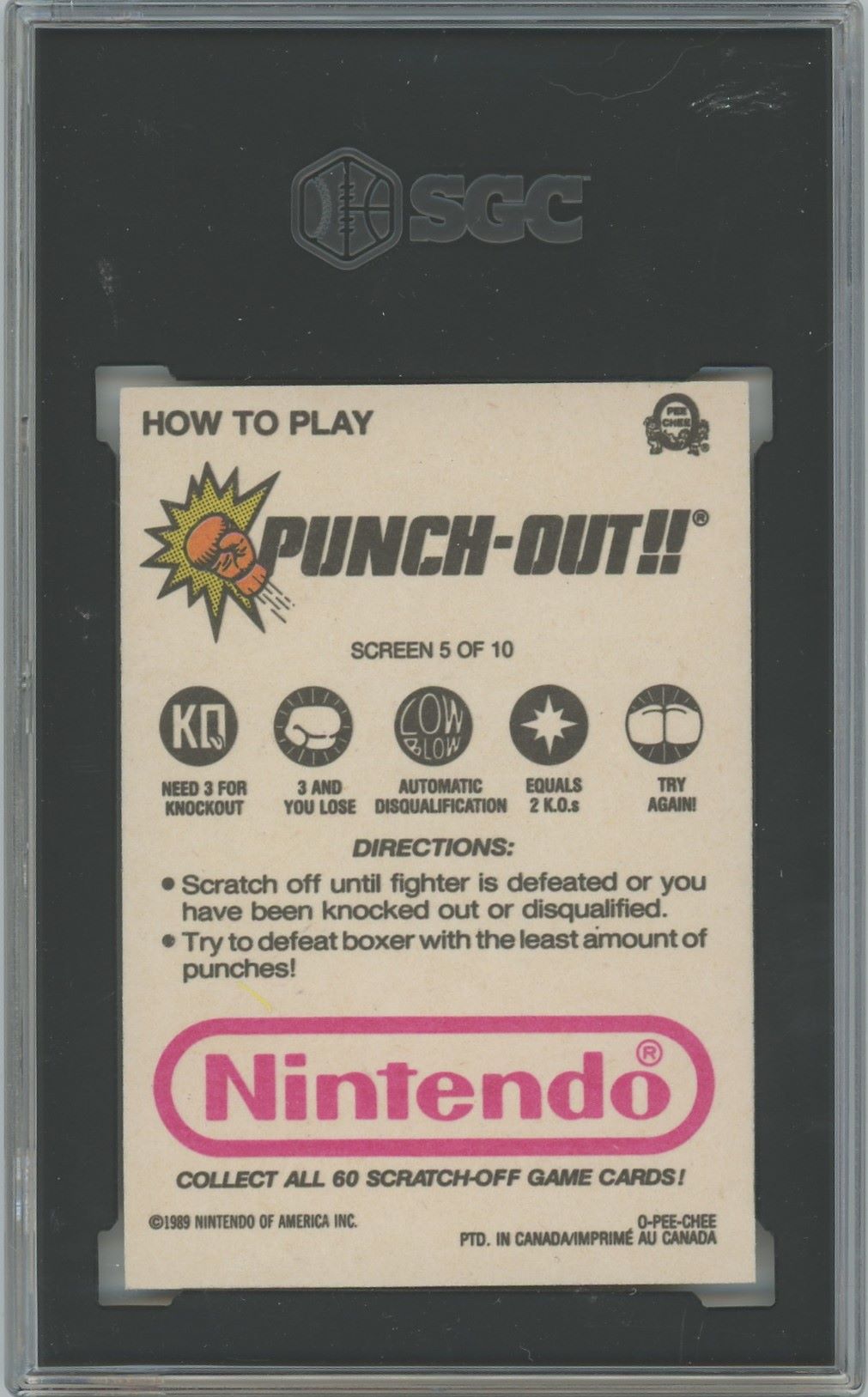 1989 Topps Nintendo Don Flamenco Punch-Out Scratch-Off #5 SGC 3