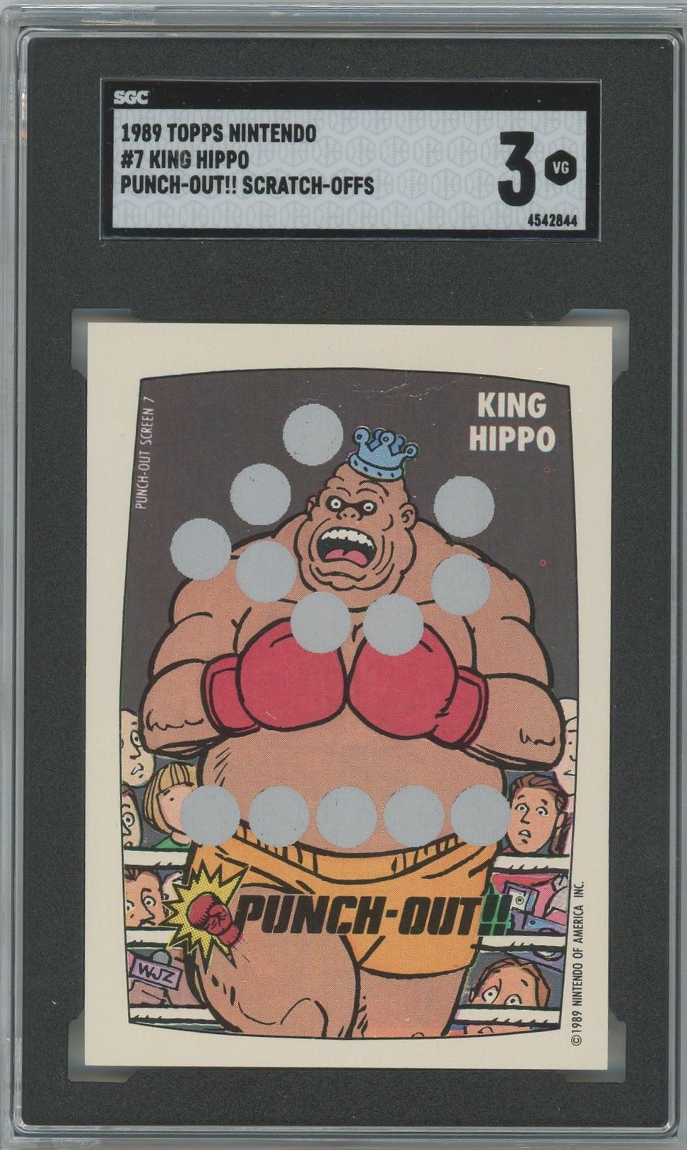 1989 Topps Nintendo King Hippo Punch Out Scratch-off Game #7 SGC 3