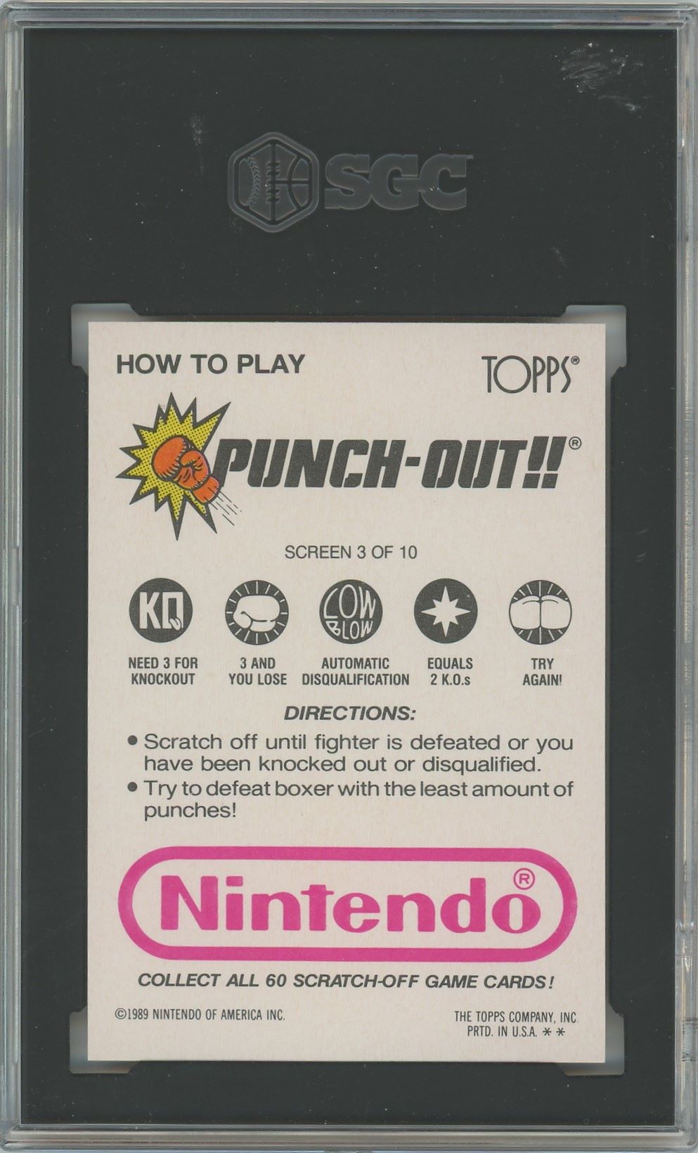 1989 Topps Nintendo Piston Honda Punch Out Scratch-Off #3 SGC 5