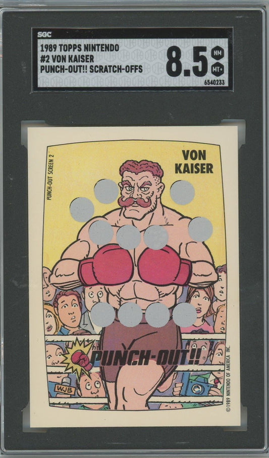 1989 Topps Nintendo Von Kaiser Punch Out Scratch-Off Game #2 SGC 8.5