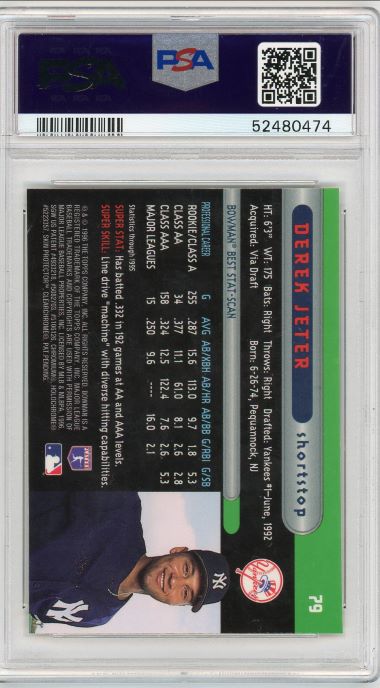 1996 Bowman's Best Derek Jeter Rookie #79 PSA 8