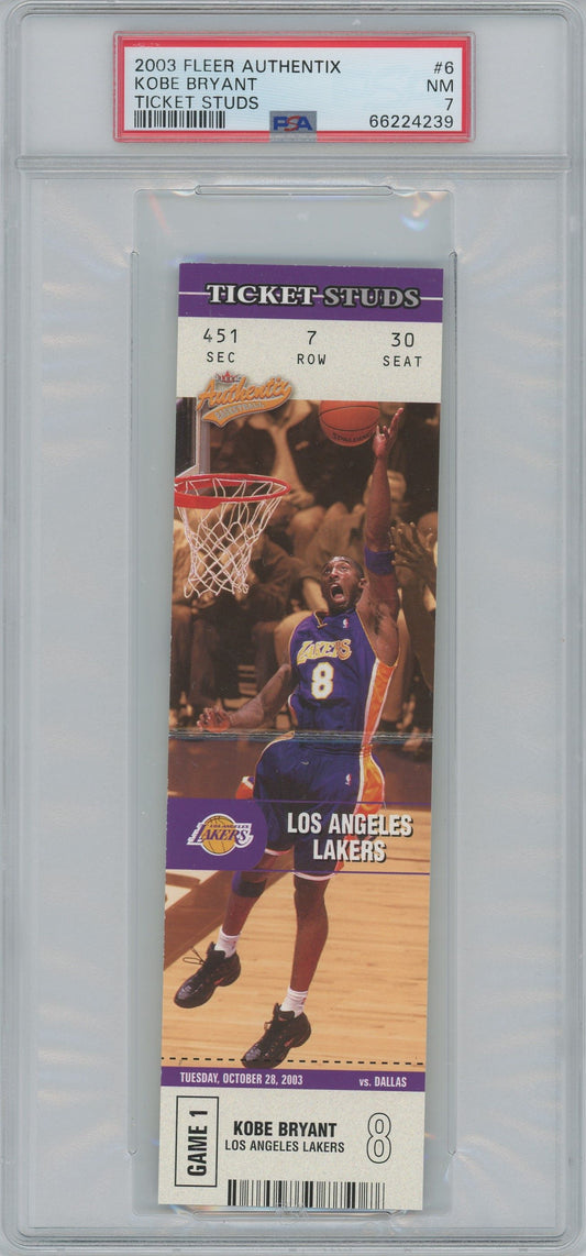 2003 Fleer Authentix Kobe Bryant Ticket Studs #6 PSA 7