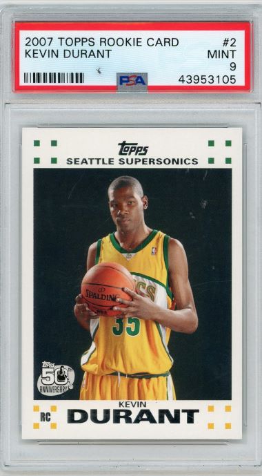 2007 Topps Kevin Durant Rookie White Border # 2 PSA 9