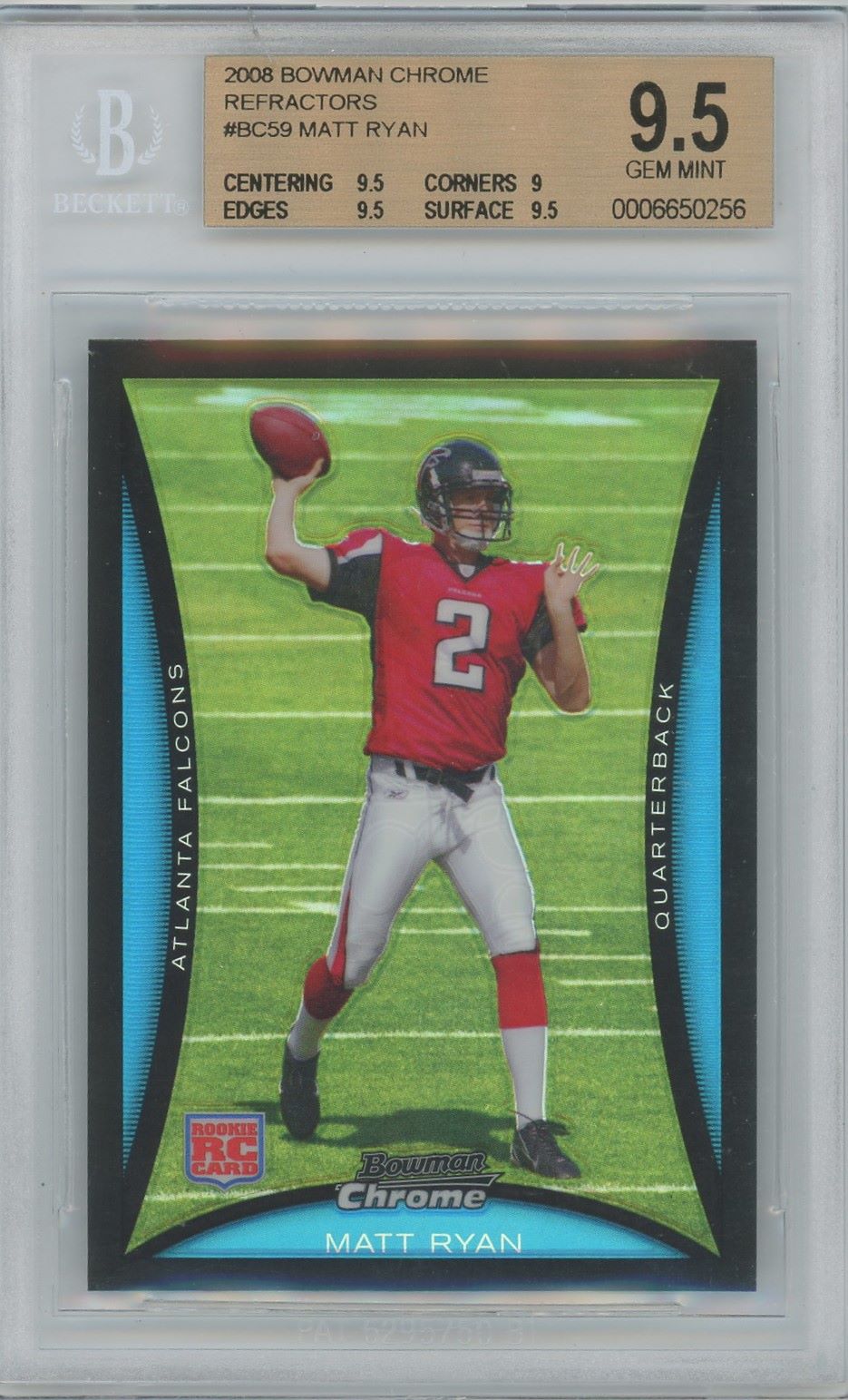 2008 Bowman Chrome Matt Ryan Refractors #BC59 BGS 9.5