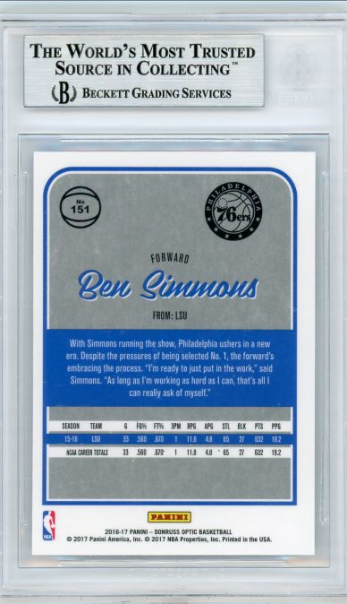 2016-17 Donruss Optic Ben Simmons Rookie #151 BGS 9