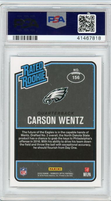 2016 Panini Donruss Optic Carson Wentz Rated Rookie #156 PSA 10