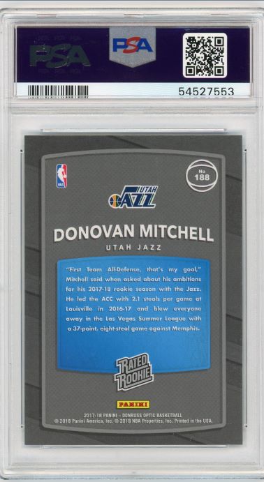 2017-18 Donruss Optic Donovan Mitchell Rookie PSA 10