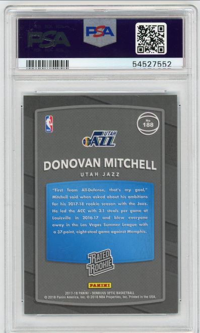 2017 Donruss Optic Donovan Mitchell Rookie #188 PSA 9