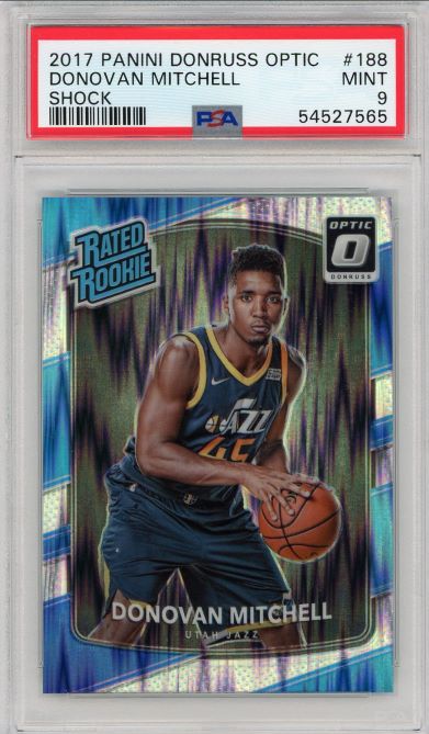 2017-18 Donruss Optic Shock Donovan Mitchell Rookie #188 PSA 9 MT