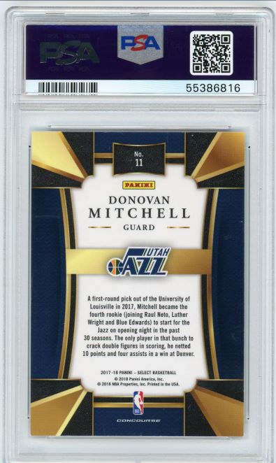 2017 Panini Select Donovan Mitchell Rookie #11 PSA 9