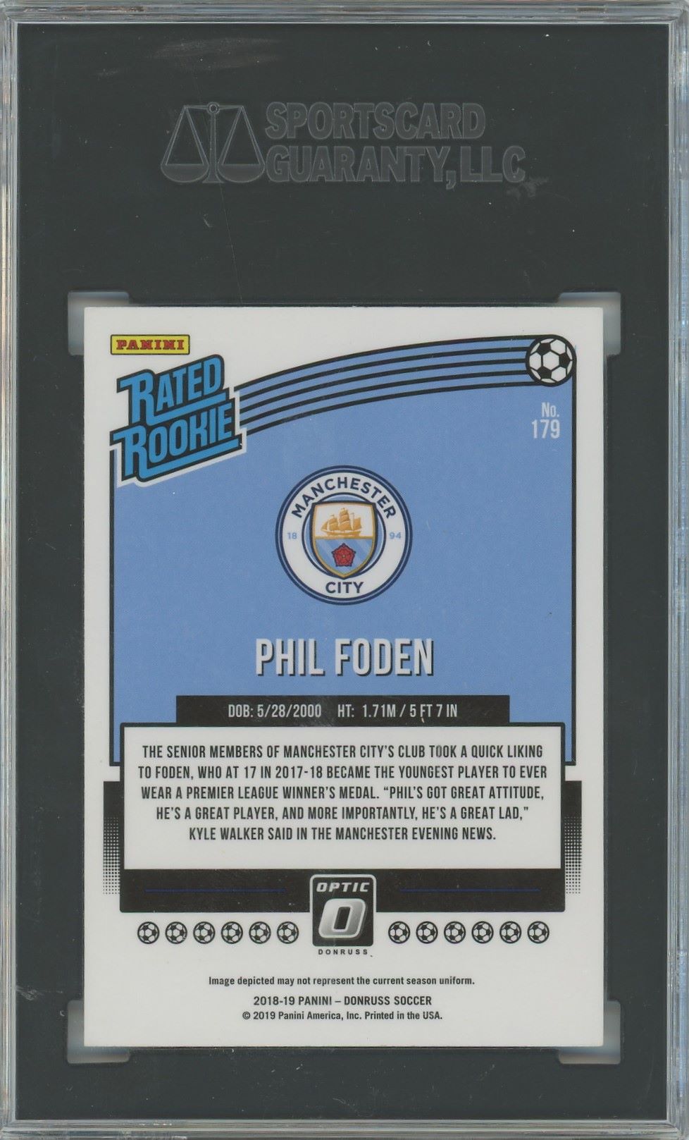 2018-19 Donruss Optic Phil Foden #179 SGC 9.5