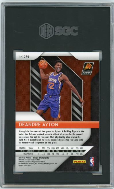 2018-19 Prizm Deandre Ayton Rookie #279  SGC 9