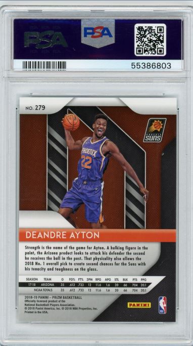 2018 Panini Prizm DeAndre Ayton Rookie #279 PSA 9 Mint