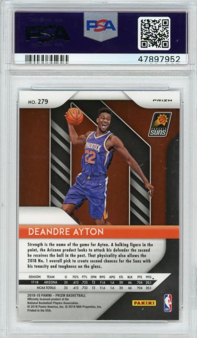 2018 Panini Prizm Pink Cracked Ice Deandre Ayton Rookie #279 PSA 9