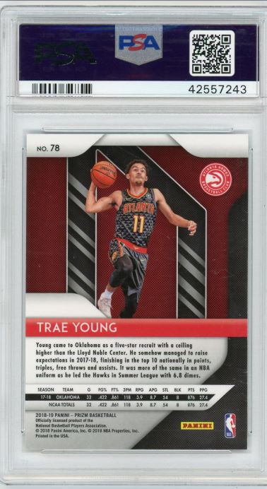 2018-19 Panini Prizm Trae Young Rookie #78 PSA 9