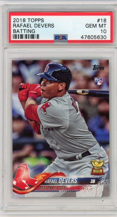 2018 Topps Series 1 Rafael Devers Rookie Batting #18 PSA 10