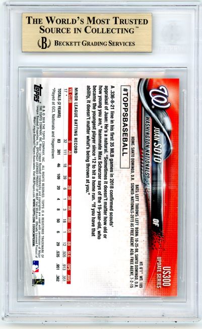 2018 Topps Update Juan Soto Rookie #US300 BGS 9.5