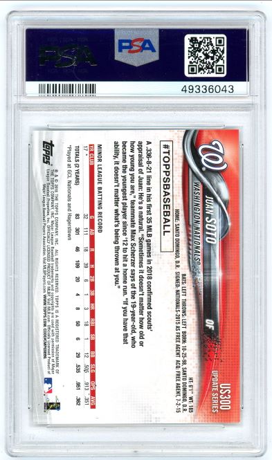 2018 Topps Update Juan Soto Rookie #US300 PSA 9