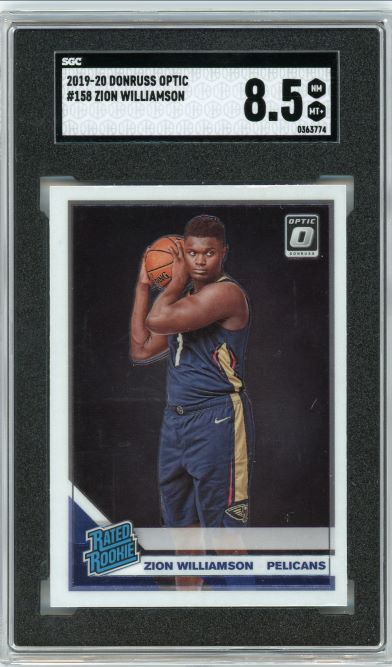 2019-20 Donruss Optic Zion Williamson Rookie #158 SGC 8.5