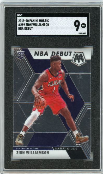 2019-20 Panini Mosaic Zion Williamson NBA Debut Rookie #269 SGC 9