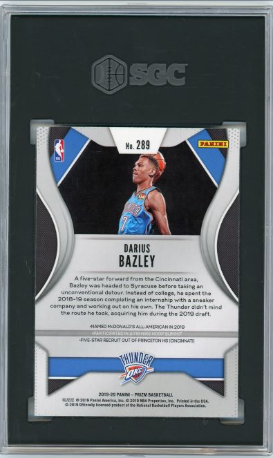 2019-20 Prizm Darius Bazley Rookie #289 SGC 10