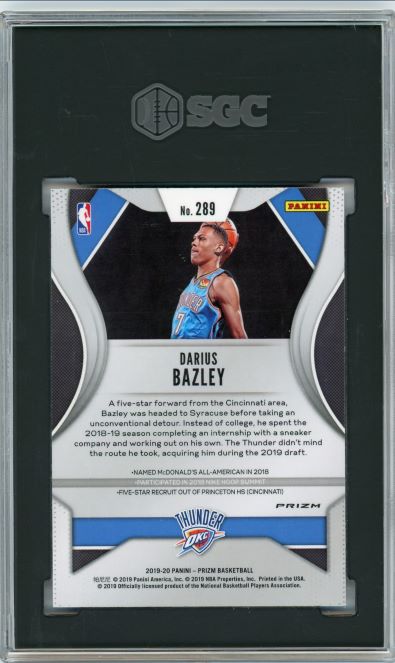 2019-20 Prizm Darius Bazley Red White & Blue Rookie #289 SGC 9