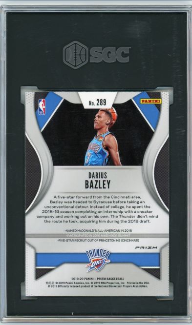 2019-20 Prizm Darius Bazley Green Rookie #289 SGC 9