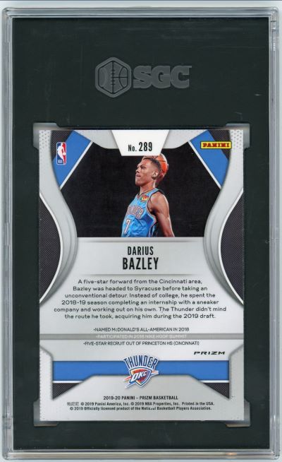 2019-20 Panini Prizm Pink Ice Darius Bazley Rookie #289 SGC 9