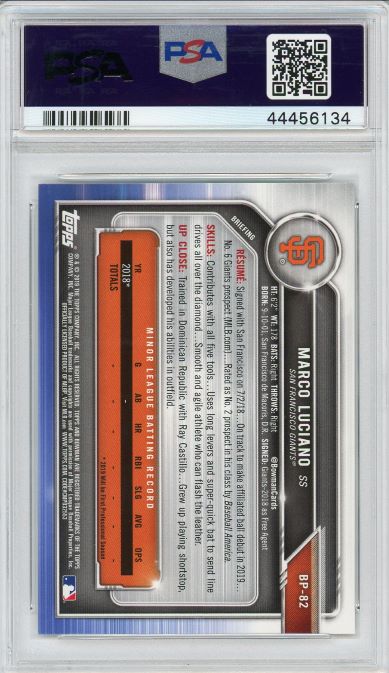 2019 Bowman Marco Luciano Rookie #BP-82 PSA 10