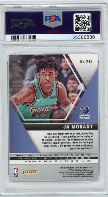 2019-20 Panini Mosaic Ja Morant Rookie #219 PSA 9