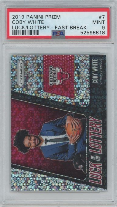 2019 Panini Prizm Coby White Luck/Lottery-Fast Break #7 PSA 9