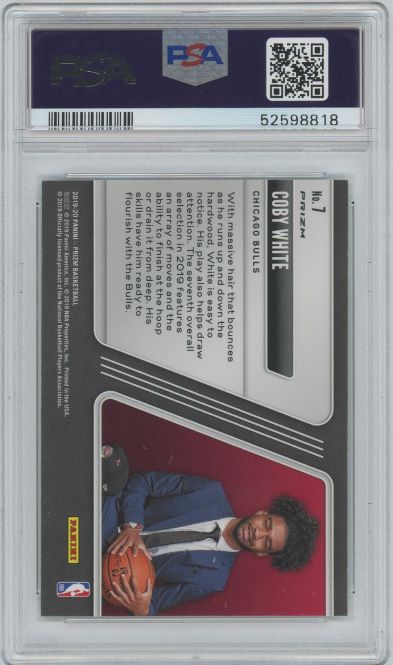 2019 Panini Prizm Coby White Luck/Lottery-Fast Break #7 PSA 9