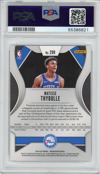 2019 Panini Prizm Matisse Thybulle Rookie #290 PSA 9