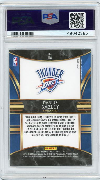 2019-20 Panini Select Silver Darius Bazley #116 PSA 9