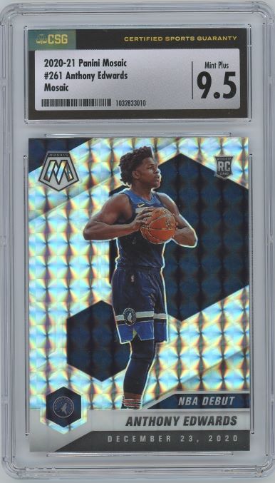 2020-21 Panini Mosaic Anthony Edwards NBA Debut Mosaic #261 CSG 9.5