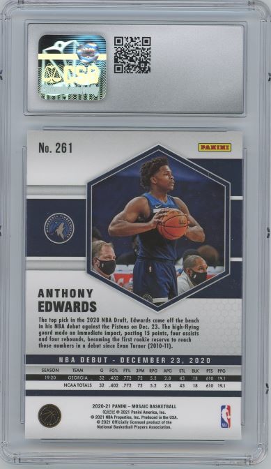 2020-21 Panini Mosaic Anthony Edwards NBA Debut Mosaic #261 CSG 9.5