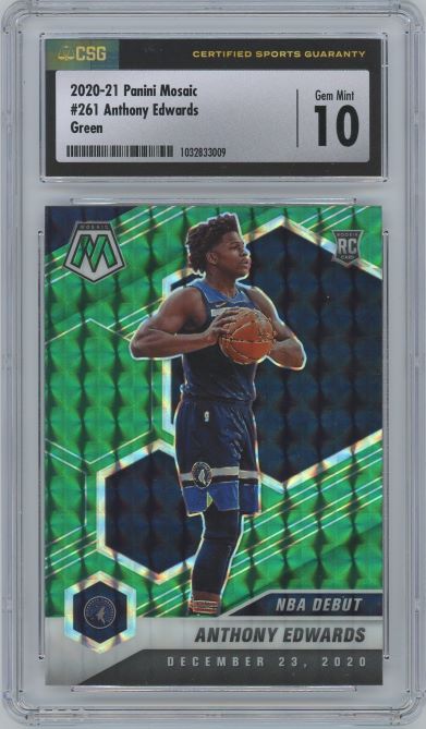 2021-22 Panini Mosaic Anthony Edwards Green NBA Debut #261 CSG 10