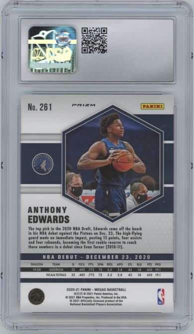 2021-22 Panini Mosaic Anthony Edwards Green NBA Debut #261 CSG 10