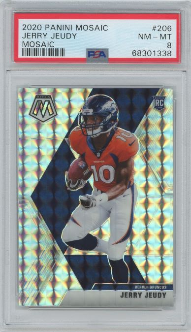 2020 Panini Mosaic Jerry Jeudy Mosaic Rookie #206 PSA 8