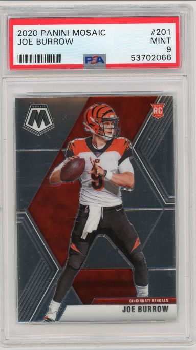 2020 Panini Mosaic Joe Burrow Rookie #201 PSA 9