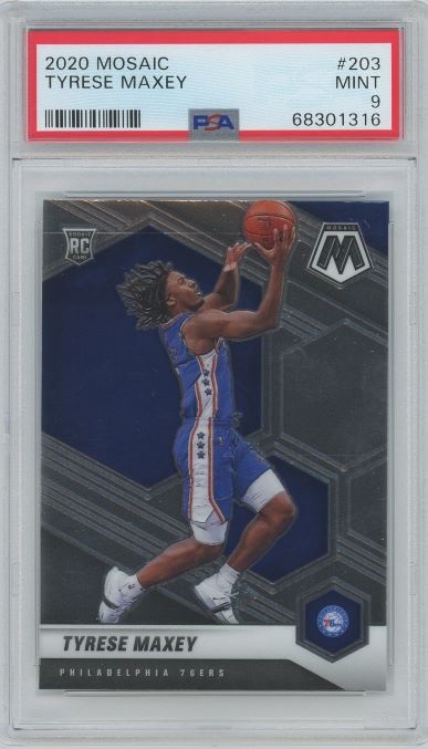 2020 Panini Mosaic Tyrese Maxey Rookie #203 PSA 9