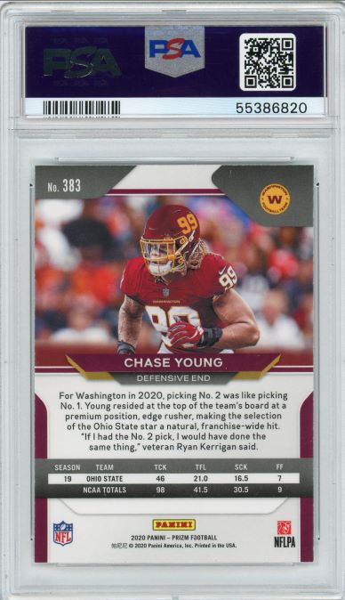 2020 Panini Prizm Chase Young Rookie #383 PSA 9