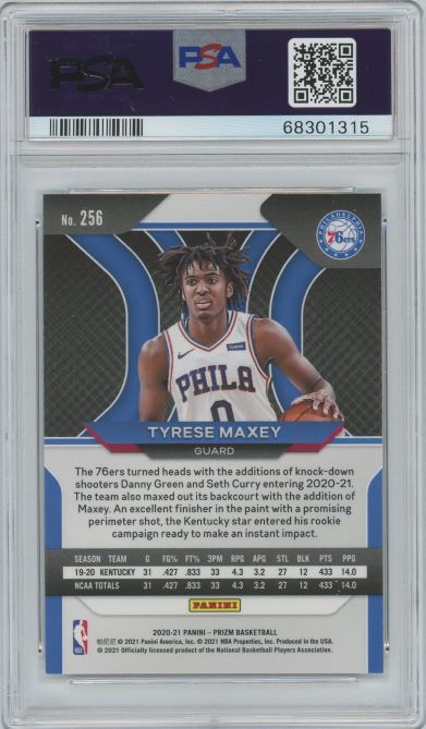 2020 Panini Prizm Tyrese Maxey Rookie #256 PSA 9