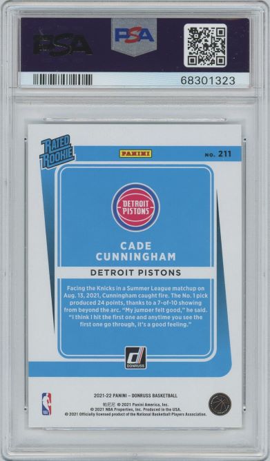 2021 Donruss Cade Cunningham Rated Rookies #211 PSA 10